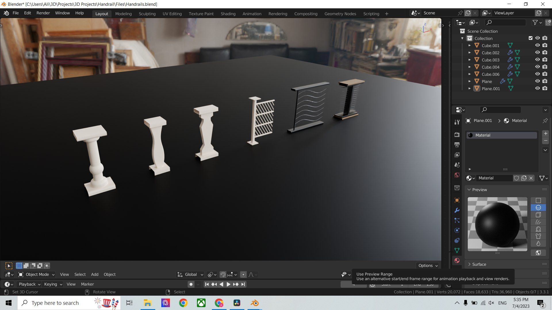 Handrail for balcony and house in 6 shapes 3D model - TurboSquid 2092147