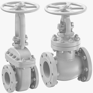 3D industrial pipe valves