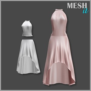 gown cream 3d model