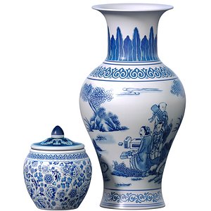 Chinese traditional decorative porcelain ceramic vase 3D