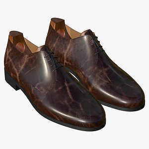 3D model Brown Leather Lace Up Shoes