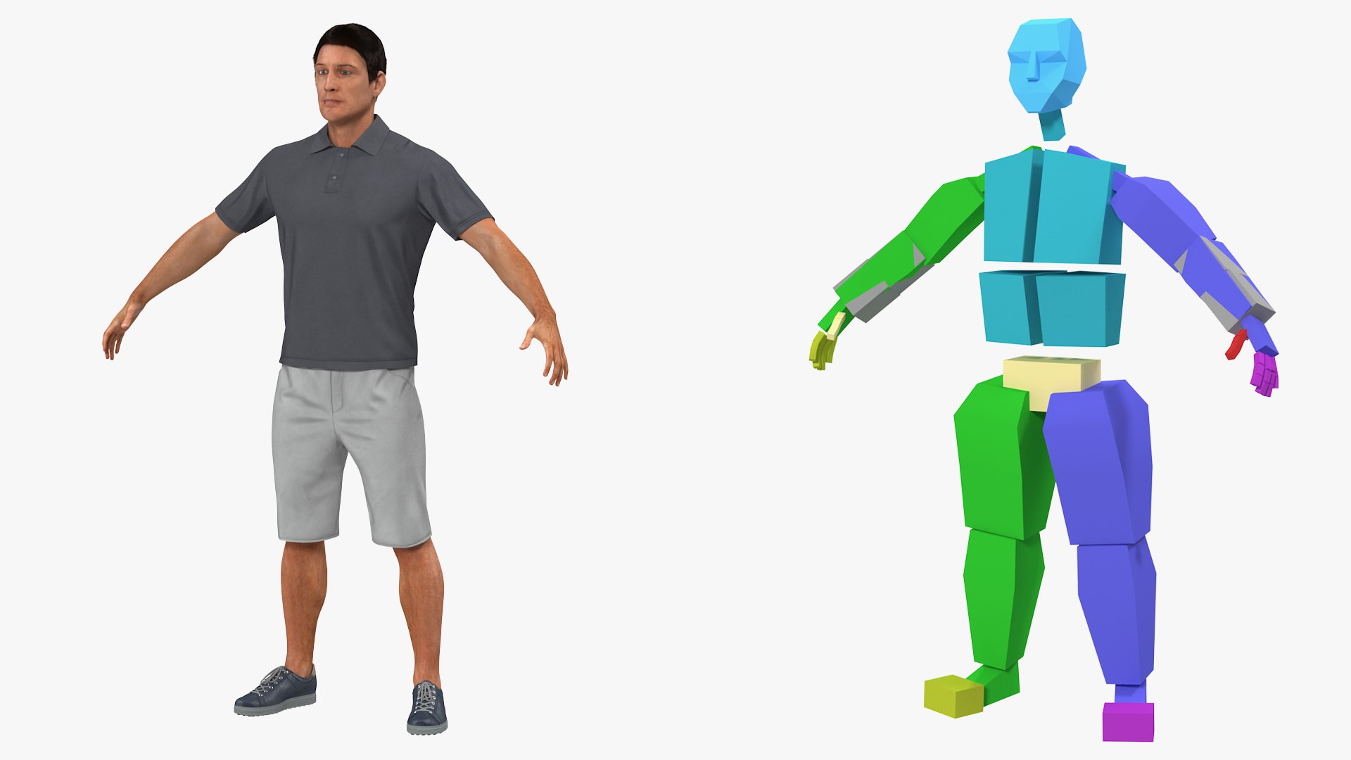 Man Casual Street Style with Fur Rigged 3D model preview
