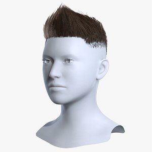 3D Spiky Faux Hawk Brown Hair with High Fade 3D Asset