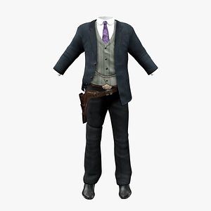 Mens Wild West Full Outfit 3D model