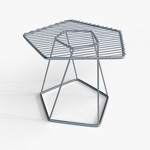 Industrial Slatted Metal End Table 3D Model