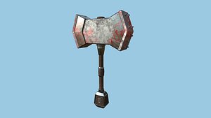 3D Medieval War Hammer  09 Blood Barbarian - Fantasy Weaponry model