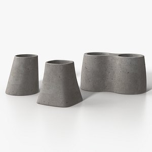 3D model Concrete Vases Set