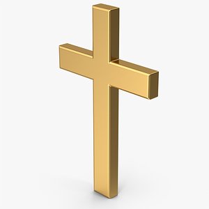 Gold Christian Cross 3D
