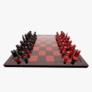 3D model Red Chess Set 01