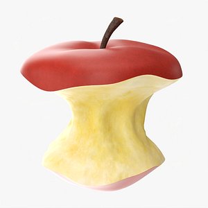 3D Bitten apple red