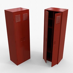 PBR School Gym Locker 09 - Red 3D model