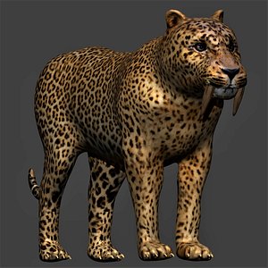 fully rigged low polygon Smilodon