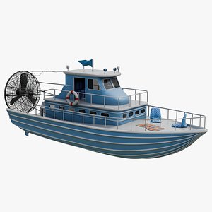 Antique Recreational Blue Airboat 3D model