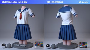 ClothCG Sailor Suit 001a MarvelousZBPBR 8K 3DAssets