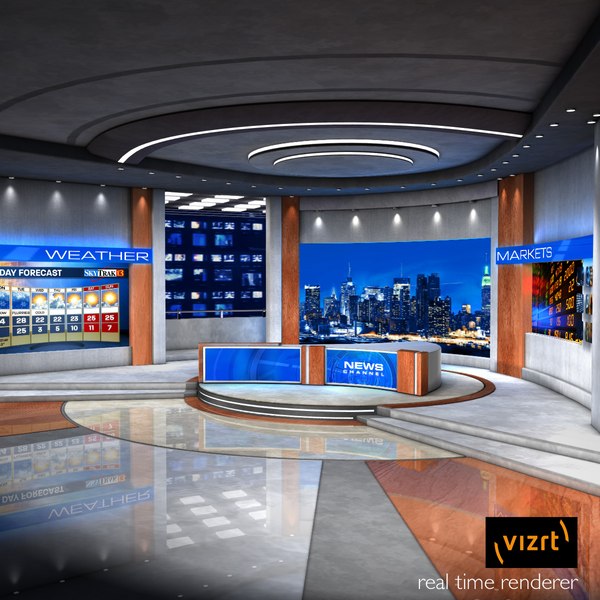 european news studio 3d model