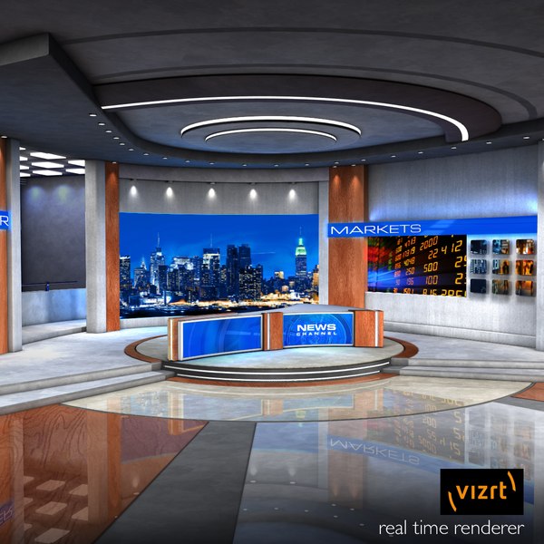 european news studio 3d model