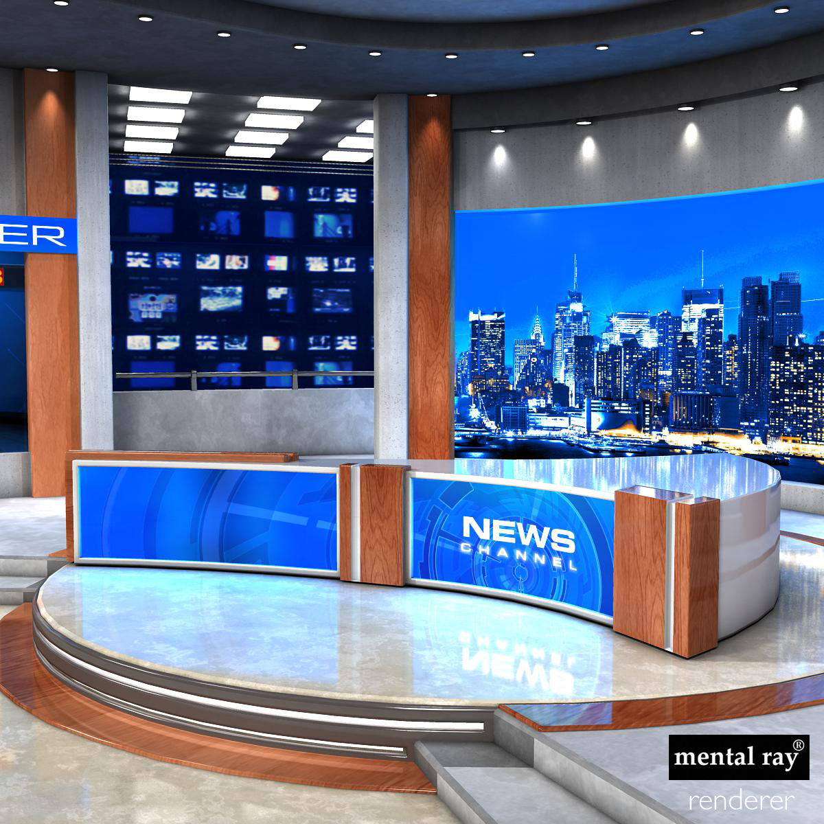 european news studio 3d model