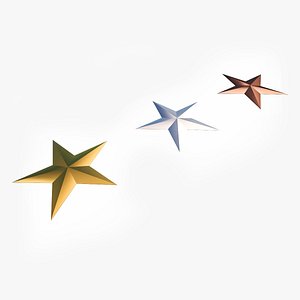 3D stars gold silver bronze