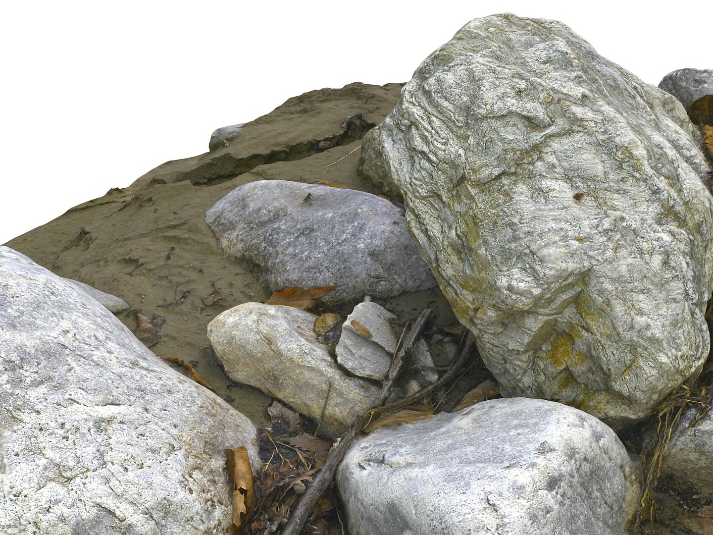 3D model riverbed rock mud tree - TurboSquid 1328948