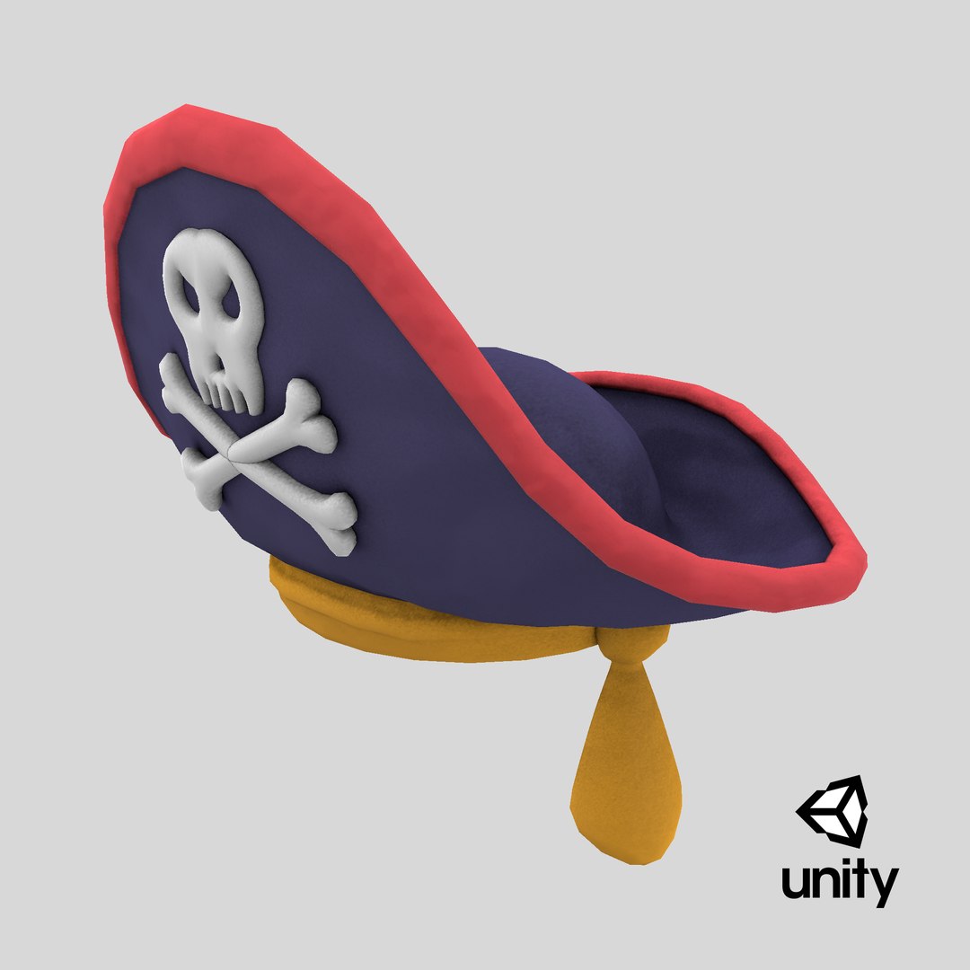 Cartoon pirate hat 3D model https://p.turbosquid.com/ts-thumb/mn/AkLJ2i/ty/stemcell_unity_render/png/1719328778/1920x1080/fit_q87/3b234fd4f6b7d0148770d84d6d823e3617c4d470/stemcell_unity_render.jpg