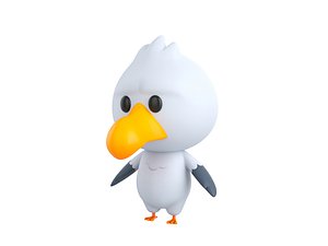 3D seagull character gull model