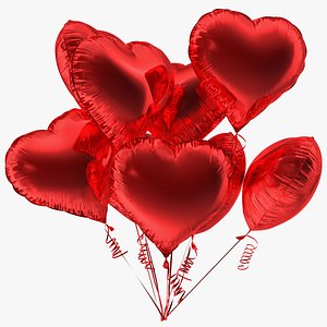 3D Heart Shaped Red Balloon Bouquet