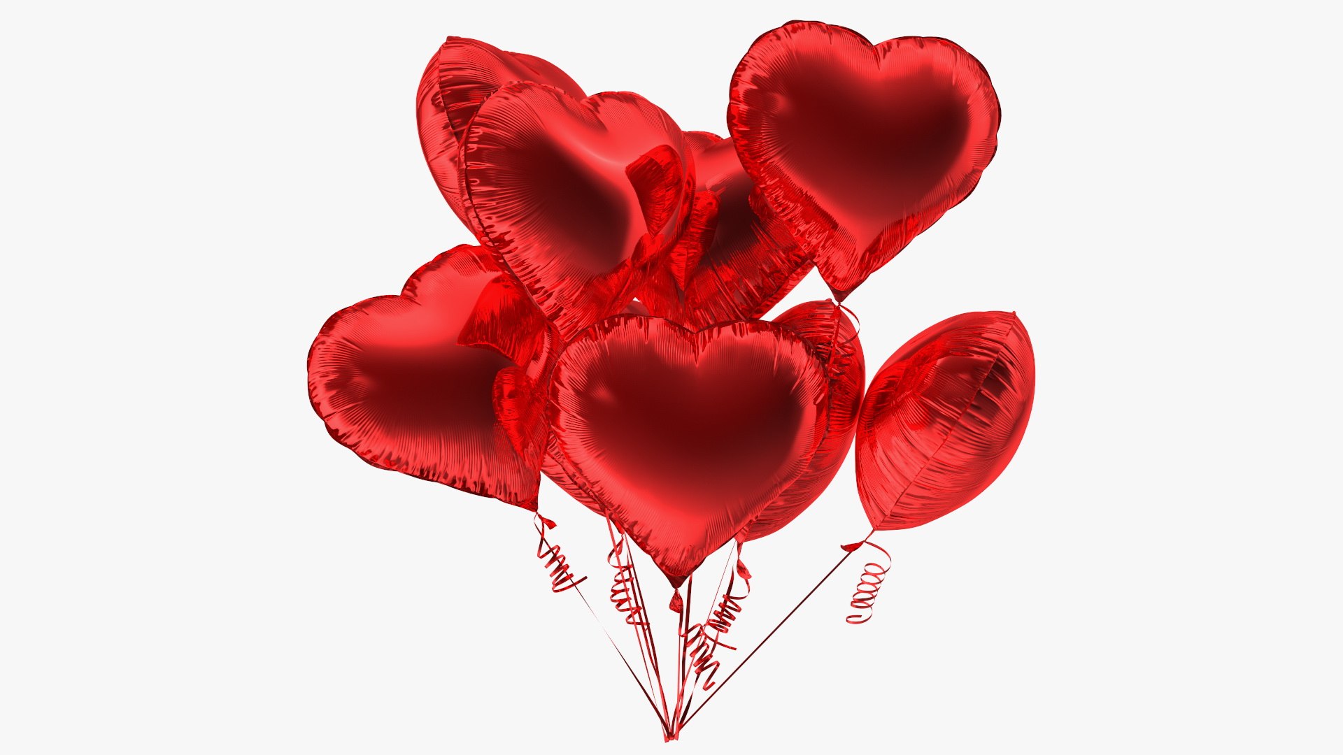 Heart Shaped Red Balloon Bouquet 3D model preview