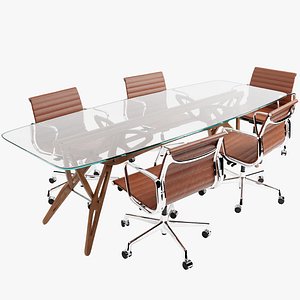 3D Lux Office Meeting Set-02  Zanotta Reale CM  and  Vitra EA 117