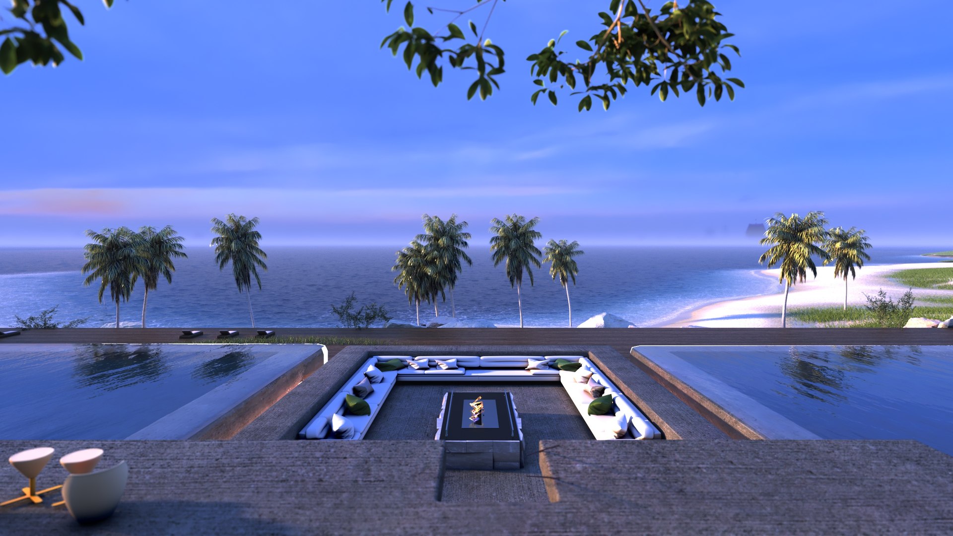Folding Modern Architecture Beach House Villa Vray 3D Model ...