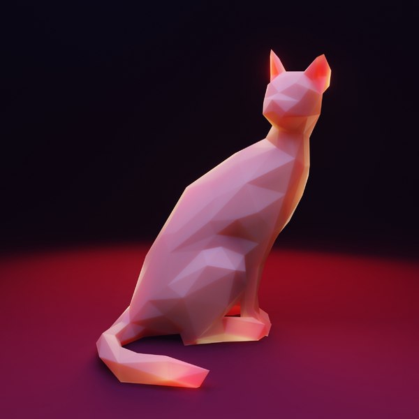 Cat Sitting Low Poly 3D model