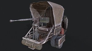 Autorikshaw with machine gun 3D model