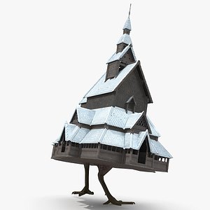 Snow Covered Fairy Tale Hut on Chicken Legs Animated Rigged 3D model