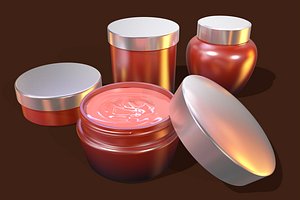 Cosmetic Jars Set 3D model