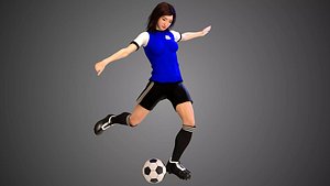 Asian Football Soccer Player Female 3D model