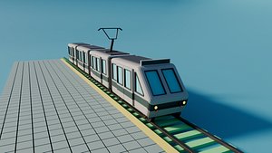 Modern Metro Train Low-poly