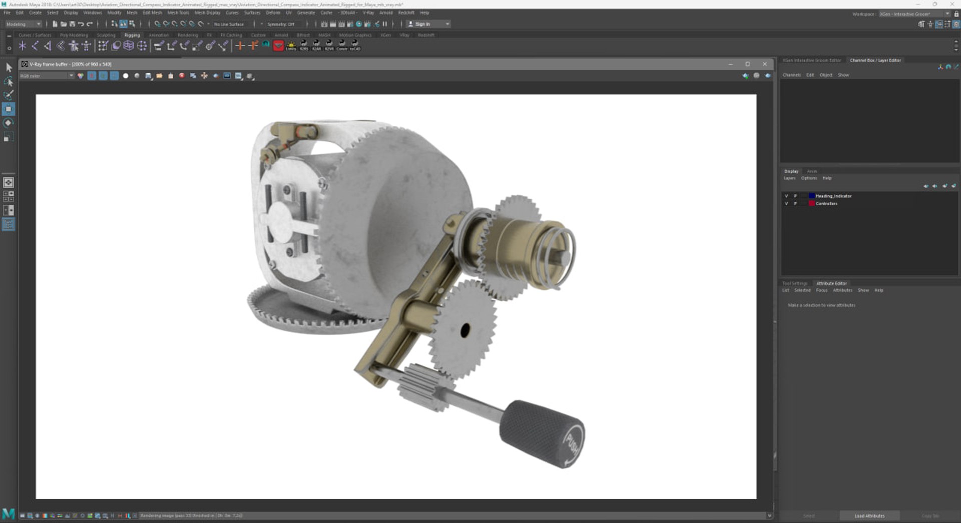 3D Aviation Directional Compass Indicator Animated Rigged For Maya ...
