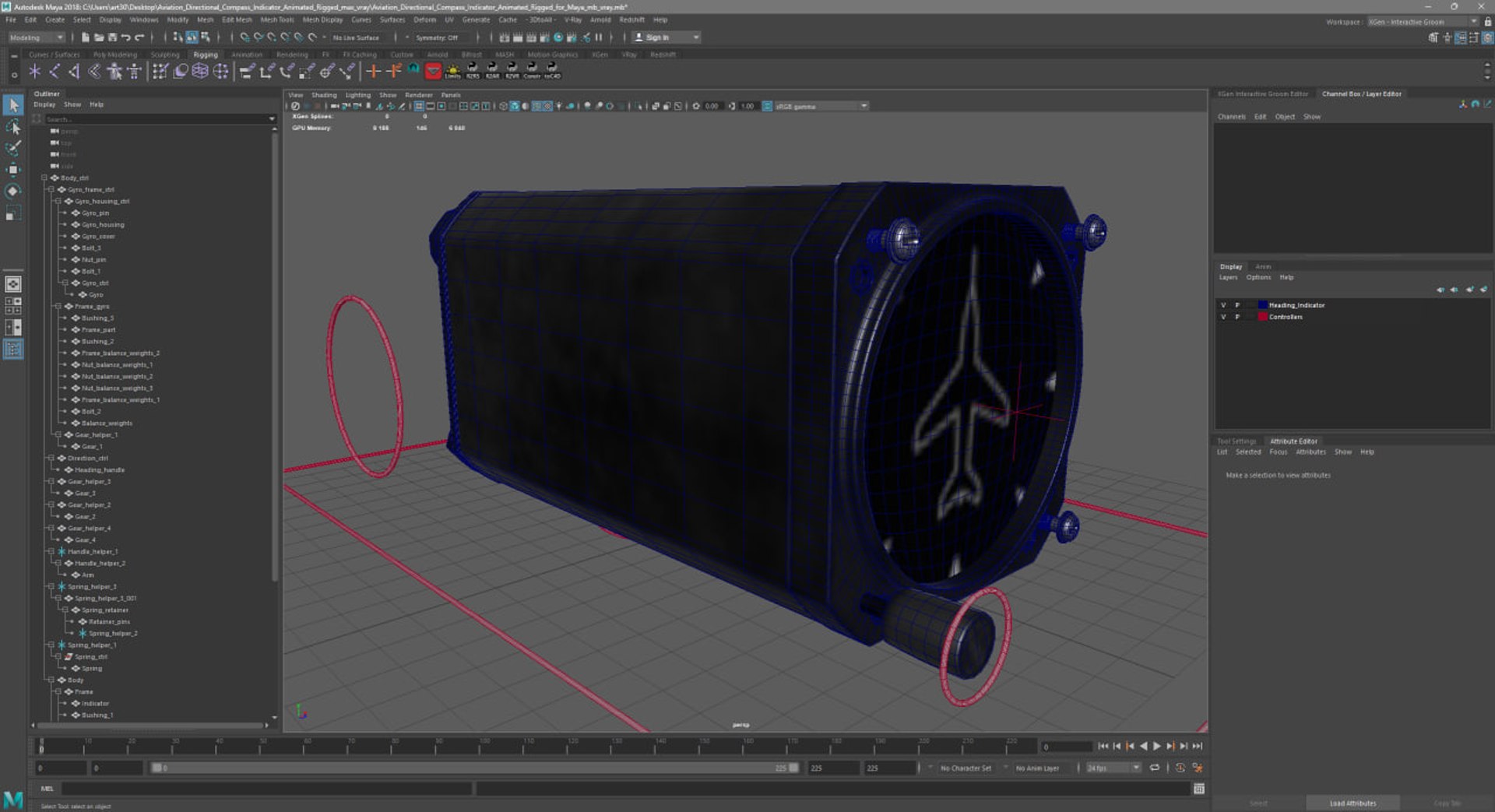 3D Aviation Directional Compass Indicator Animated Rigged For Maya ...