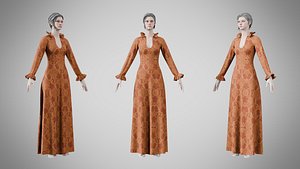 Dress 29 Amber Thread Brocade v2 3D model