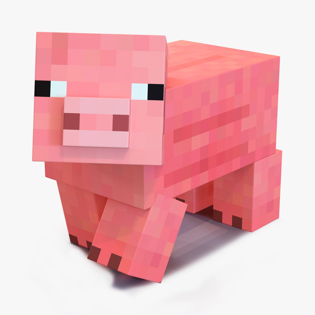 Minecraft Pig Rigged 3D Model 3D model preview