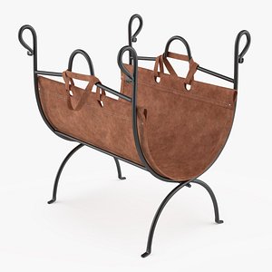 Fireplace Log Holder with Leather Sling