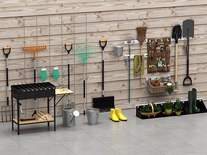 Wall Mounted Gardening Tools And Outdoor Grill Collection