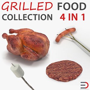 grilled camping food 3D