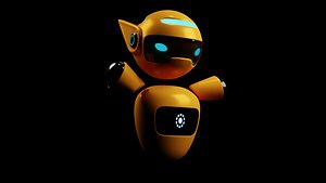 cute robot in yellow 3D