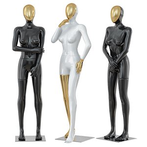 female mannequin golden face 3D model