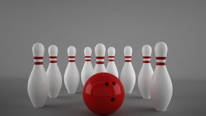 Bowling Ball and Ten Pins 3D