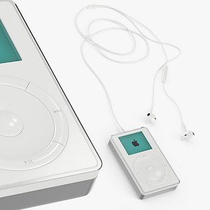 3D Apple iPod Classic 1st Gen with Headphones model