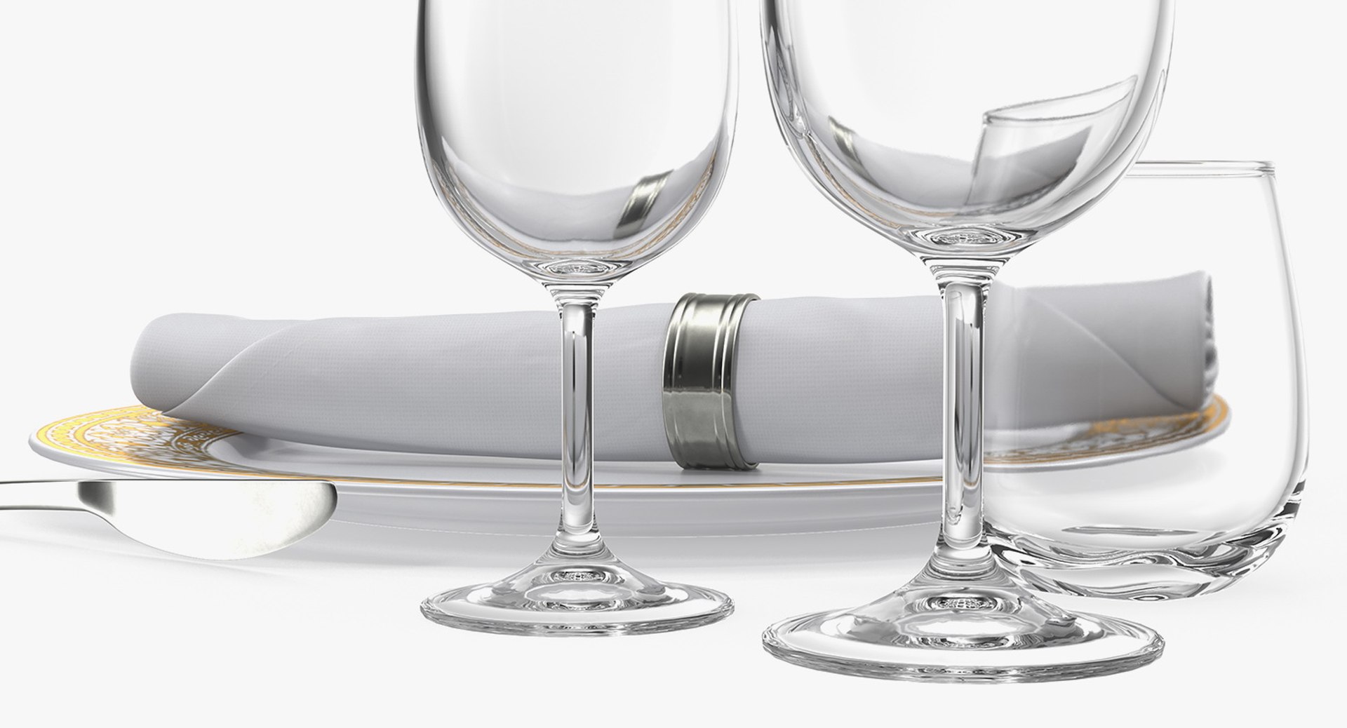 Plate Glasses Silverware Set 3D Model TurboSquid 1382567