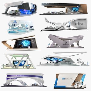 Futuristic Exhibition Collection 10 in 1 3D model