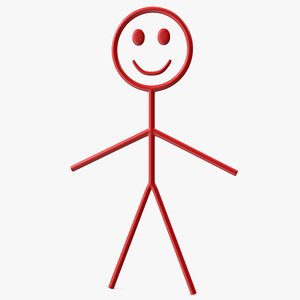 Cartoon Stickman Figure Red