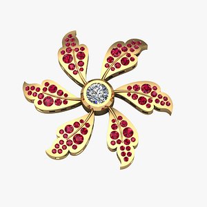3D Leaf Flower Diamond Earrings Tops Pendant Jewelry 3D Model